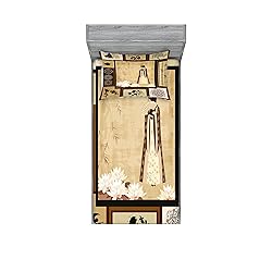 Ambesonne Japanese Fitted Sheet & Pillow Sham