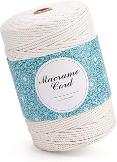 WATSABRO Baumwollgarn Makramee Garn 3mm x 300m, Kordel Natur Baumwollkordel für Makramee Blumenampel Makramee Wandbehang, Garn für DIY Handwerk,Weben Dekoration, Hängepflanze Pflanze Aufhänger (Beige)