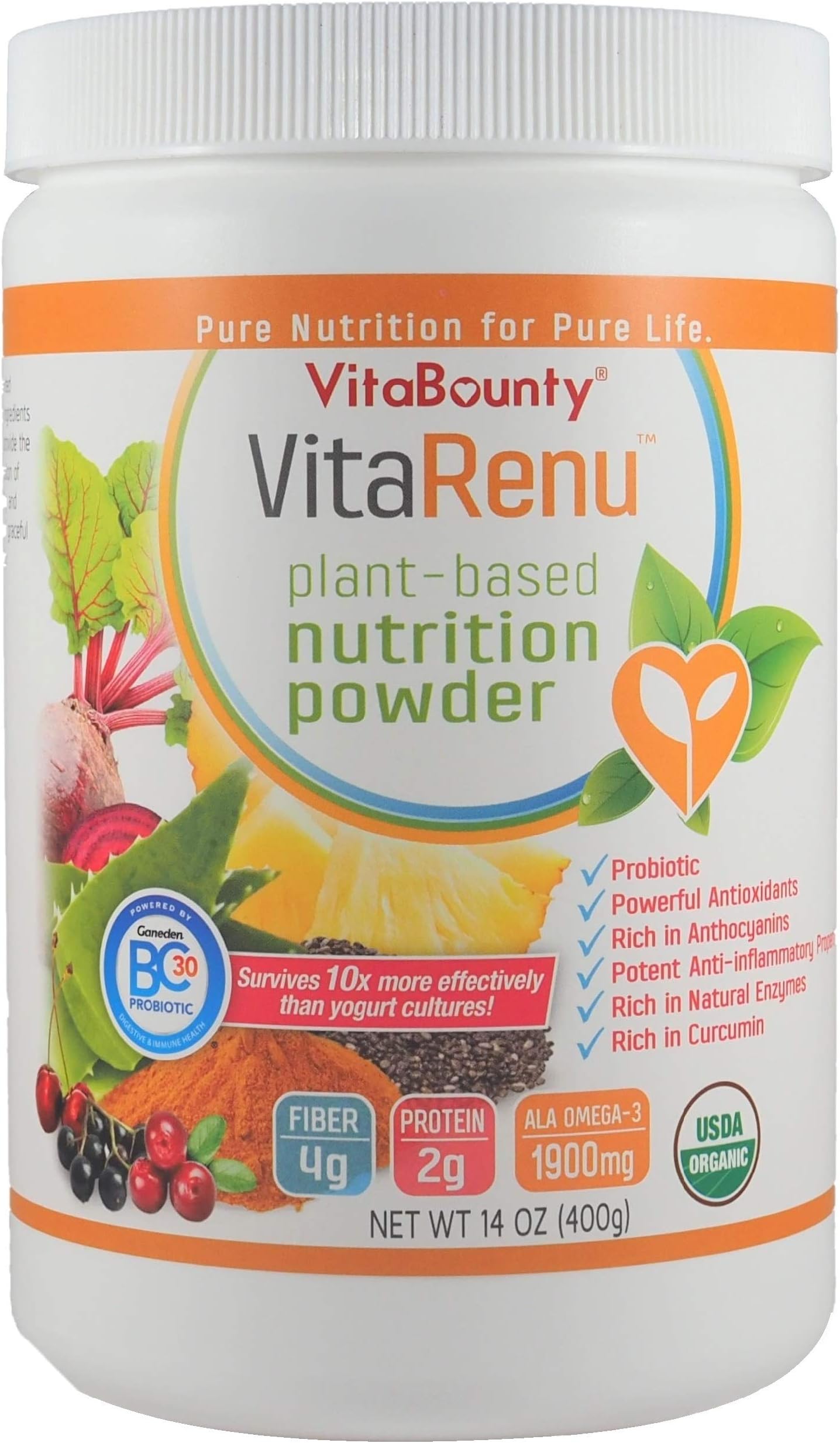 VitaRenu Age Defying Superfood Nutritional Powder with Carefully Selected Bioactive Organic Ingredients for Their Efficacy and Powerful Synergy