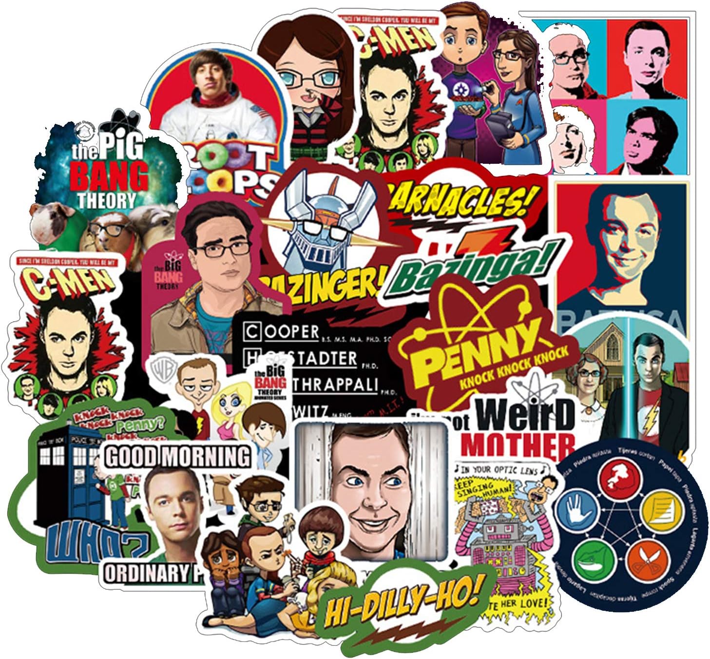 50pcs America Drama The Big Bang Theory Stickers for Water Bottles Laptop Motorcycle Bicycle Skateboard Luggage Decal Graffiti Patches Stickers