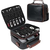 KYALOU Electronics Travel Organizer, Large Electronic Accessories Cable Case with Adjustable Dividers, Waterproof Tech Storage Bag Gifts with Double Layers for Cord, Charger, Power Bank - Black