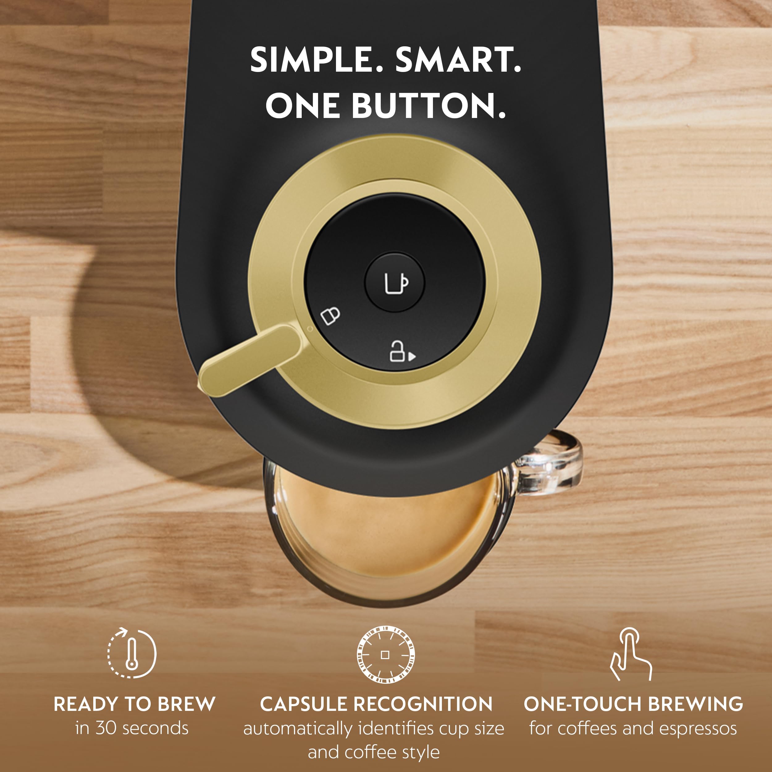 Nespresso Festive Vertuo Pop+ Coffee and Espresso Maker by Breville, Matte Black Gold