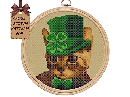 Cross Stitch Pattern Cats Pdf Patricks Day Modern Counted Animals Clover Cross Stitch Pattern Design Easy Funny Cat Cross Stitch Chart Home Wall Decor Diy Materials Are Not Included Amazon Co Uk Handmade