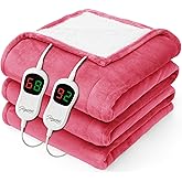 Homemate Electric Heated Blanket Queen - 84"x90" Heating Bed Blankets Throw with 10 Heating Levels 8 Hours Auto Off Fast Heating Over-Heated Protection Ultra Soft Warm Flannel ETL Certified