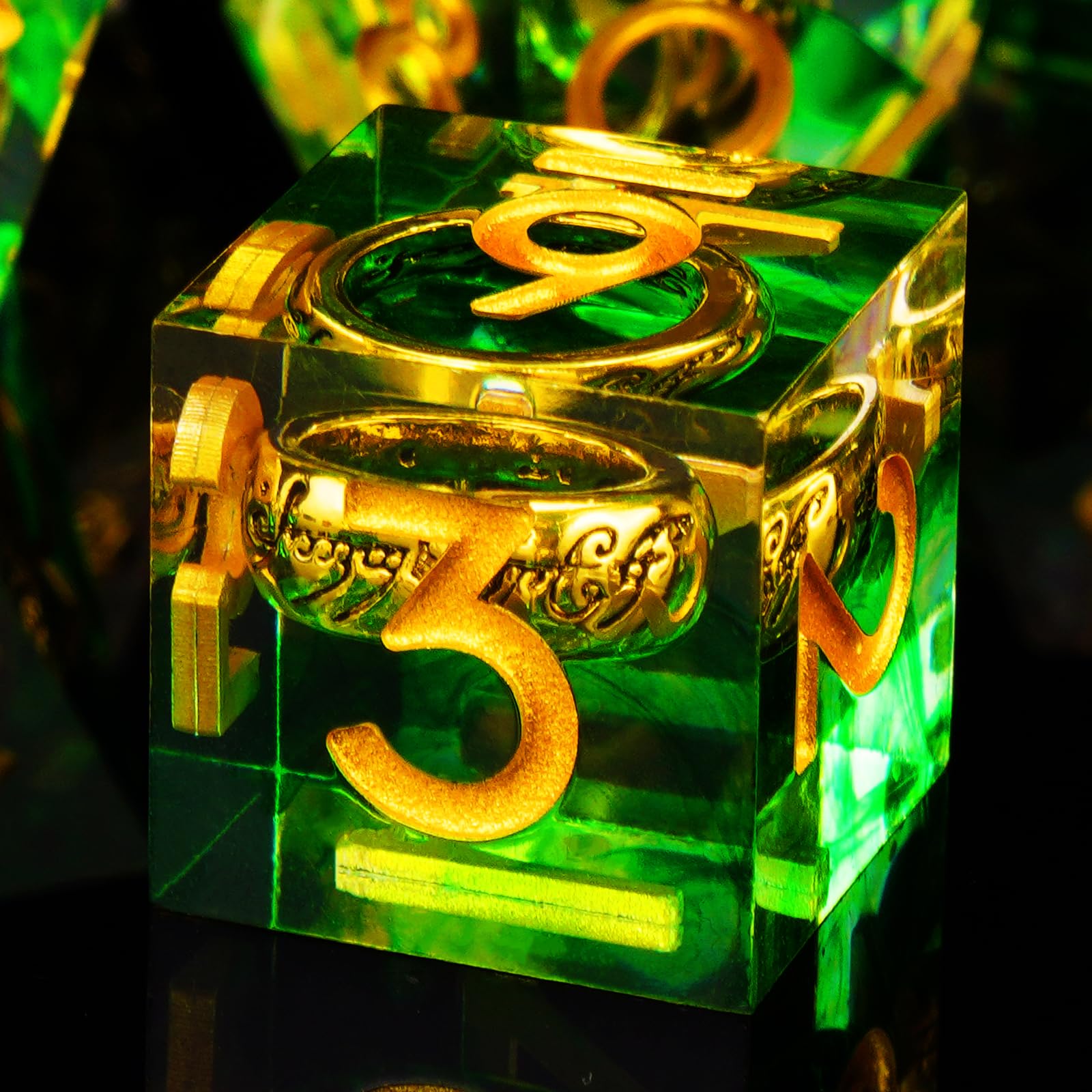 ORUZA 7 PCS Lord Of The Ring DND Dice Set Resin Sharp Edge Dice Polyhedral D&D Dice Set for Dungeons and Dragons RPG MTG Role Playing Game Dice D20 D12 D10 D8 D6 D4 D%