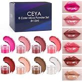 ceya Mica Powder Lip Safe 8 Color Set,Non-Toxic Cosmetic Grade Soap Dye | Vegan,Cruelty-Free Mica Powder for DIY Skin Makeup,Lip Pigment,Nail,Body Butter,Soap Dye,Epoxy Resin,Candle Making,Bath Bombs