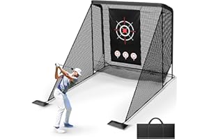 aikeec Golf Practice Hitting Net : Heavy Duty Metal Frame with 5-Layer Polyester Mesh & Target Cloth - Golf Net Indoor Outdoor Backyard Driving Range for Golfers