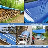 YIJUHOU Tarpaulin 4m x 4m Heavy Duty 115 GSM Waterproof Blue view 6