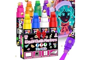 Toodler 8 UV Neon Chalk Markers Glow in the Dark under Blacklight, Jumbo Liquid Chalk Markers Erasable 10mm 3 In 1 Nib, Car W