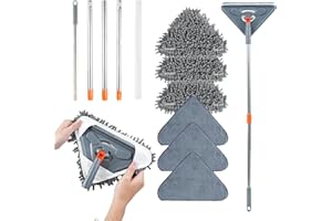 LIHENGKONG Long Handle Wall Mop & Baseboard Cleaner - Multi-Surface Dusting Tool for Walls, Floors, Baseboards - Wet/Dry Cleaning Mop with Adjustable Handle (Home & Kitchen Use)