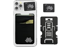 Gecko Travel Tech Double Pocket - Adhesive Card Holder - Cell Phone Pouch - Stick on Spandex Pocket - Carry Credit Cards and Cash (Lotus)