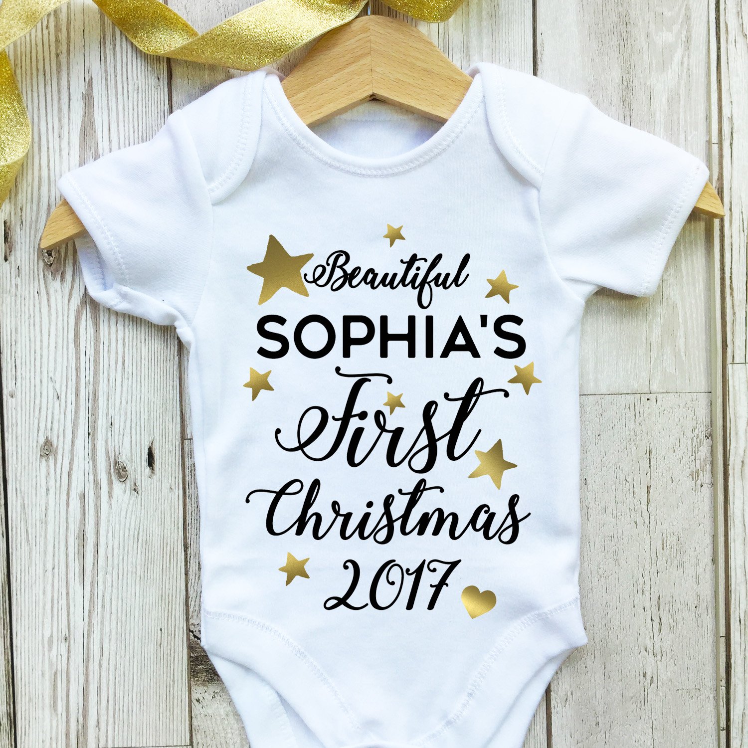 personalised christmas baby grow