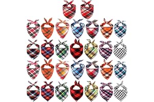 Segarty Dog Bandanas, 30 Pack 22.8"x15.7" Pet Scarf Triangle Plaid Bibs Accessories Bulk for Medium Small Cats Dogs Large Pup