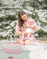 Maliton Nappy Caddy Cotton Rope Newborn Essentials Pink Nursery Organizer view 6