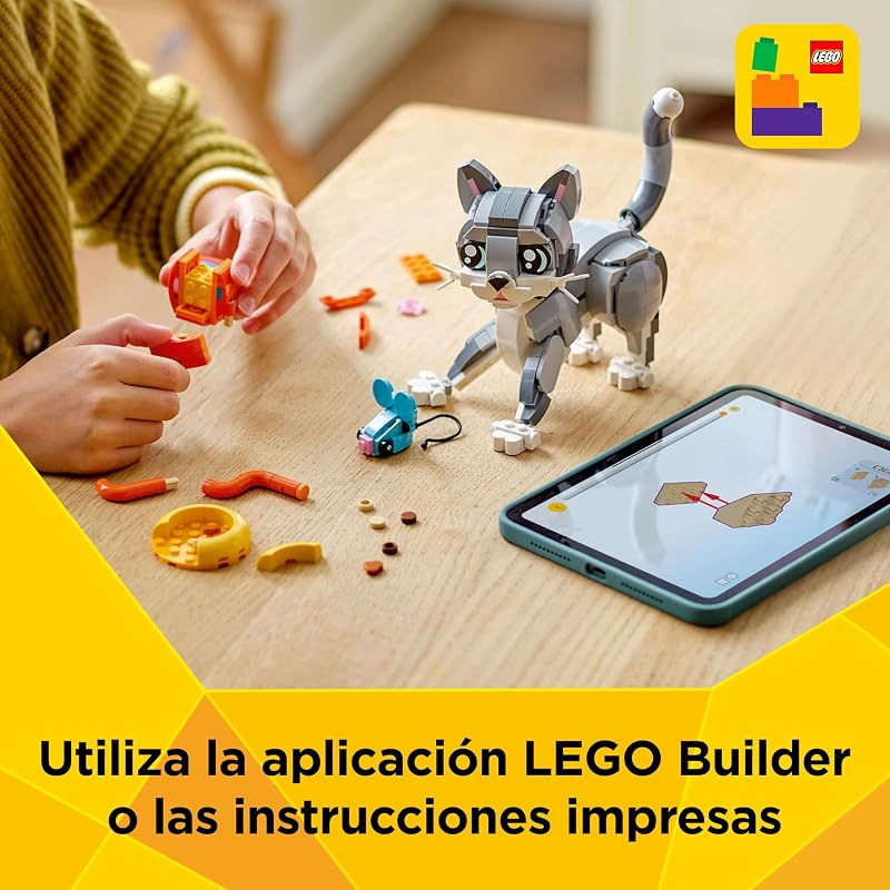 LEGO Creator 3 em 1 Gato Brincalhão Transformável em Toy Dog ou Pombo , Jogo de Animais, Figuras Articuladas, Presente de Aniversário para Meninas e Meninos 8 Anos e Mais Velhos 31163