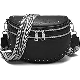 Goinsound Medium Bum Bags for Women Crossbody Bag Fanny Packs 4 Card Slots | Multipocket Structured Checkered Purse,Detachable Adjustable Wide Strap,Card Slots,Soft Leather for Travel