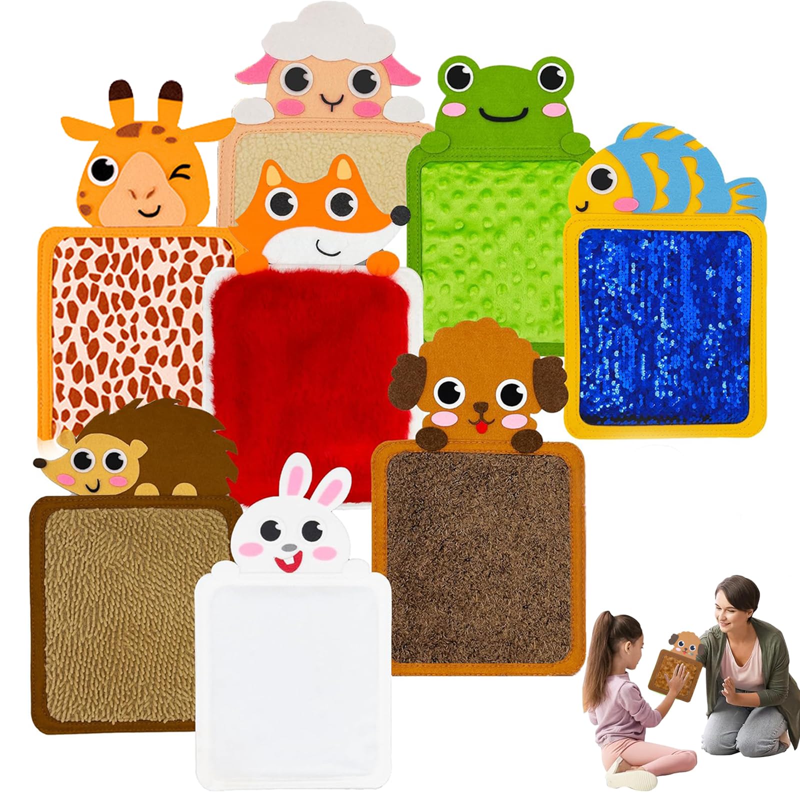 PRVCFZ 8 PCS Sensory Mats, Sensory Tiles, Educational Sensory Tile, Sensory Wall Panel, Sensory Disorder for Tactile, Anxiety Relief, Sensory Tactile Activity