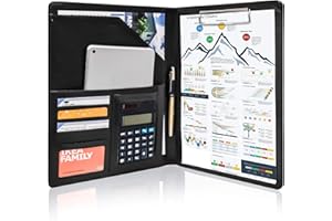 GraduatePro Leather Business Padfolio Notebook with Letter Size Clipboard, A4 Portfolio Binder & Organizer Folder, Interview/