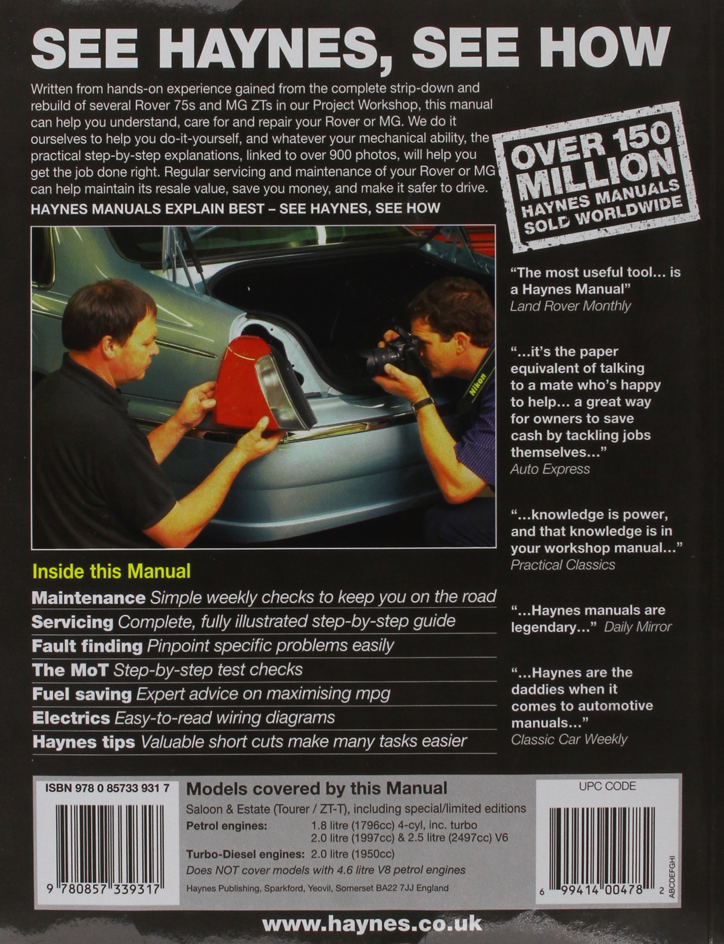 Rover 75 / MG ZT Petrol & Diesel (99 - 06) Haynes Repair Manual (Service &  Repair Manuals): Amazon.co.uk: Anon: 9780857339317: Books