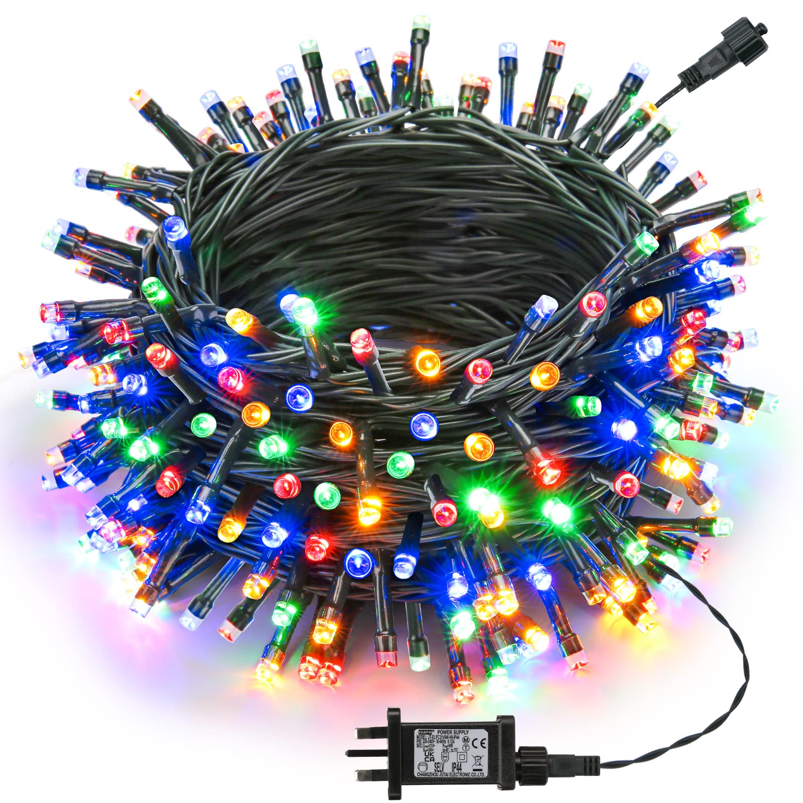 Joomer Christmas Lights Outdoor, 20M 200LED Christmas Tree Lights Mains Powered with Timer, 8 Modes Multicolor Fairy Lights Waterproof for Halloween Outside Window Garden Indoor Xmas Party Decorations