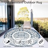 Homcomodar 150CM Round Outdoor Rug Reversible UV Resistant Plastic Mat view 6
