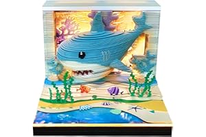 3D Calendar 2026, 3D Memo Pad Art Sticky Notes, Time Piece Cute Shark Calendar 2026, Creative Weekly Notepad with Light, Pape