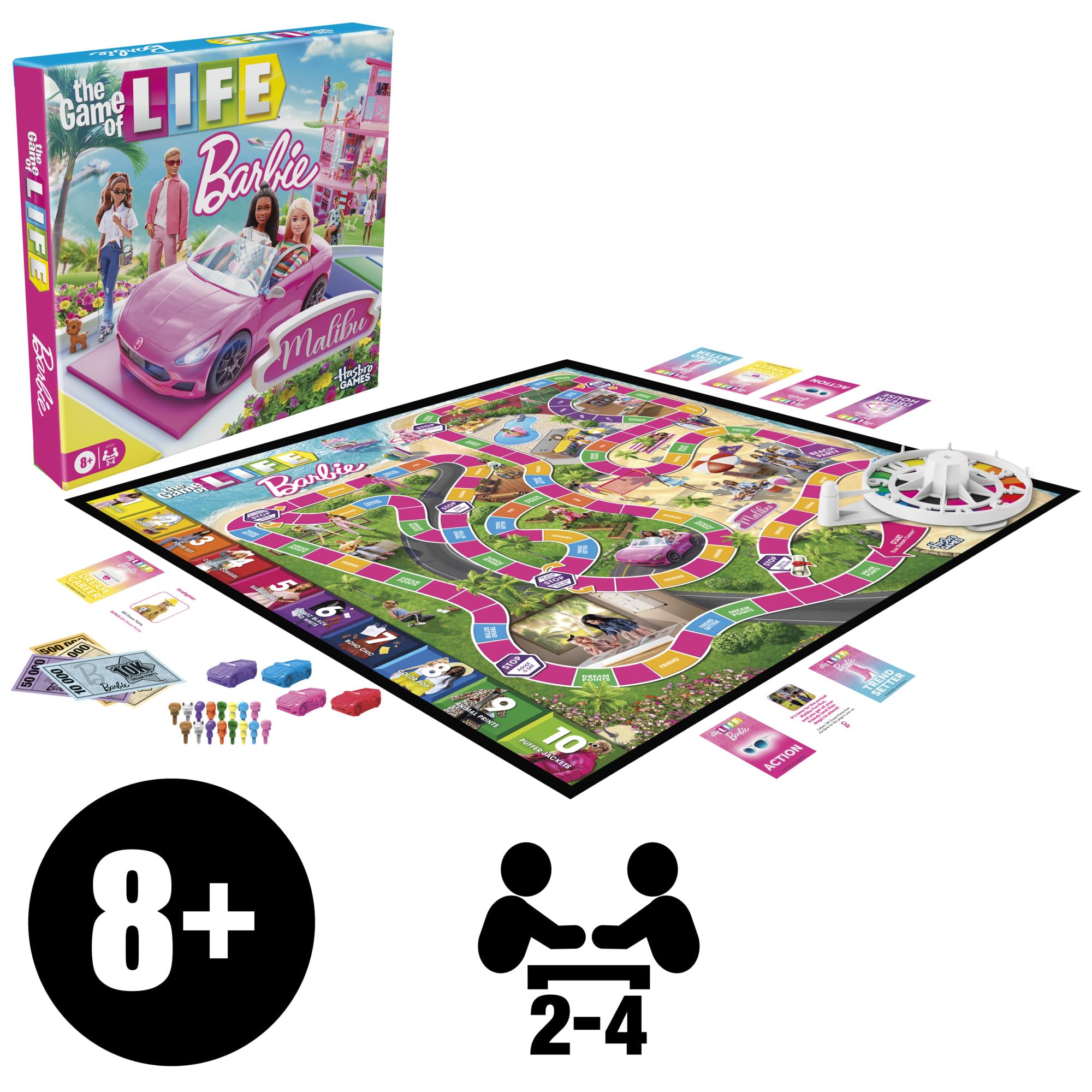 Hasbro Games The Game of Life: Barbie Edition Board Game | Ages 8+ | 2 to 4 Players | Fun Family Games for Kids and Adults | Kids Gifts (Amazon Exclusive)