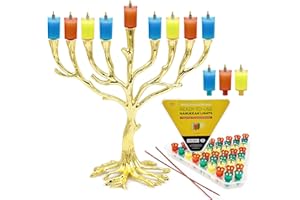 The Dreidel Company Multicolored Prefilled Gel 100% Olive Oil Cups for Hanukkah Menorah with Wicks 44 Pack, Fits Most Standard Size - Burns for 1.5 Hours Medium Gelled Oils