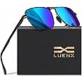 LUENX Rectangular Polarized Aviator Sunglasses for Men Retro Pilot Shades Driving UV400 Protection