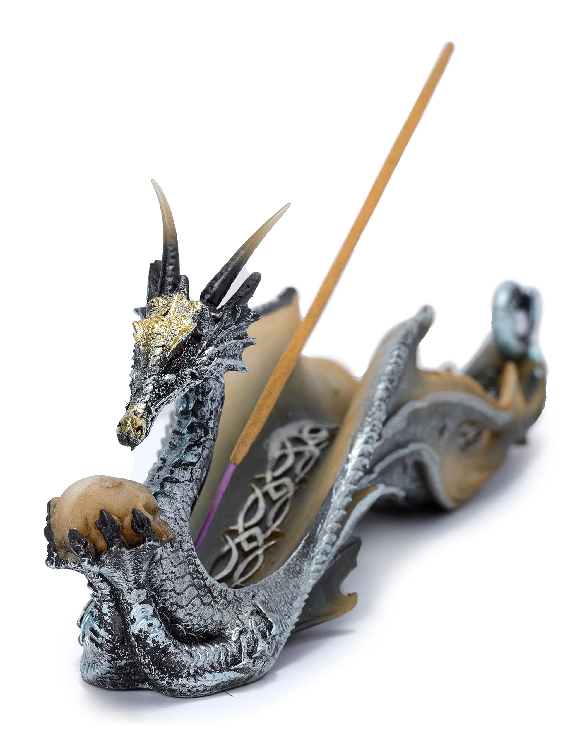 Puckator Shimmering Dragon Incense Holder - Zen Meditation Gifts - Incense Holders For Sticks - Spiritual Gifts - Incense Burner - Dragon Gifts For Men And Women - Fantasy Ashcatcher - Resin