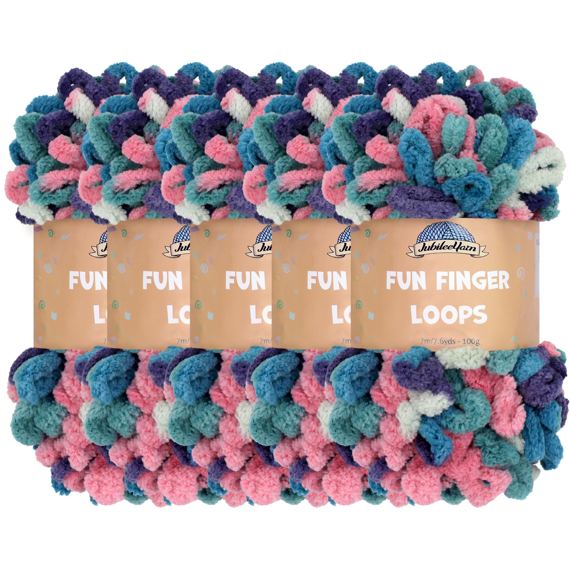 JubileeYarn Fun Finger Loops Yarn - Polyester Jumbo Weight Loop Yarn - 100g/Skein - Lynx - 5 Skeins