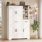 IRONCK 71" Kitchen Pantry Cabinet with Doors &amp; Adjustable Shelves, White | 47" W Large Pantry Storage Cabinet with Door Rack and 2 Drawers, Kitchen Pantry Furniture for Dining Room, Living Room