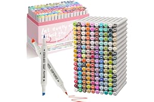 Arrtx OROS Alcohol Markers Set 160 Colors - Brush & Chisel Dual Tip Art Markers | Vibrant Blendable Ink for Adult Coloring Bo