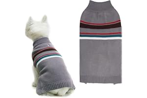 PAWCHIE Dog Sweater for Medium Size Dog Girls Boys, Warm Coat Turtleneck Thick Dog Clothes with Leash Hole, Stretchy Knitted Dog Outfit for Small to Large Doggy Puppy Cat, Grey M