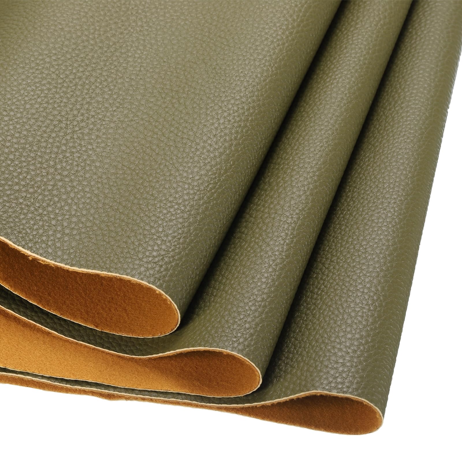 DMiotech 1 Pack 14 Inch x 53 Inch Faux Leather Strip Furniture Cover Soft Grain Olive Green PU Leather Roll for Handmade DIY Craft Projects