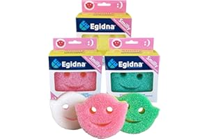 Smilly Dual Cleaning Sponge 3pcs - Scrubbers for Dishes and Home, Odor Resistant, Soft in Warm Water, Firm in Cold, Deep Clea