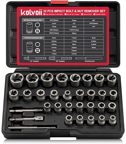 Easy Out Bolt Extractor 33mm Deep Reach Bolt Extractor Set – 32-Piece ...