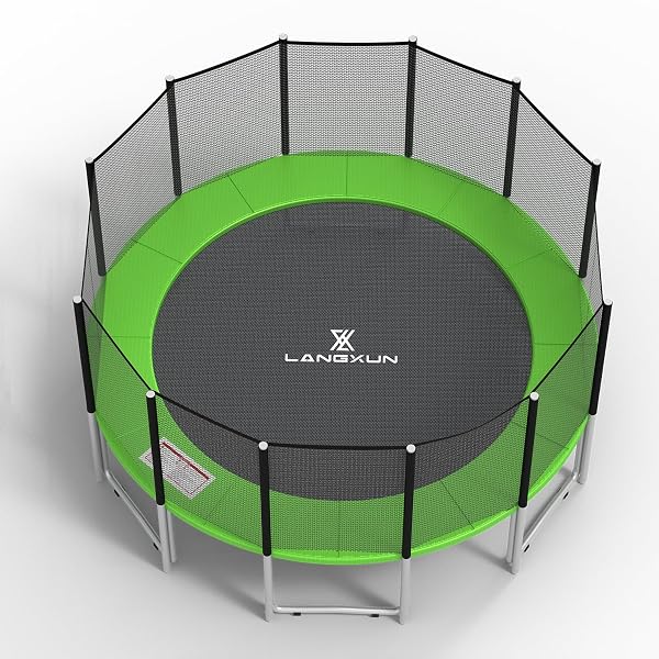LANGXUN UNIVERSAL TRAMPOLINE REPALCEMENT SAFETY PAD, 8FT 10FT 12FT 14FT 15FT 16FT WATERPROOF SURROUND SPRING FOAM COVER FOR ROUND FRAME (BLACK, 15FT)