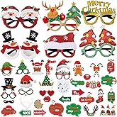Dokeawo 43PCS Christmas Glasses Frame Christmas Photo Booth Props for Christmas Party Favors Adults Party Supplies