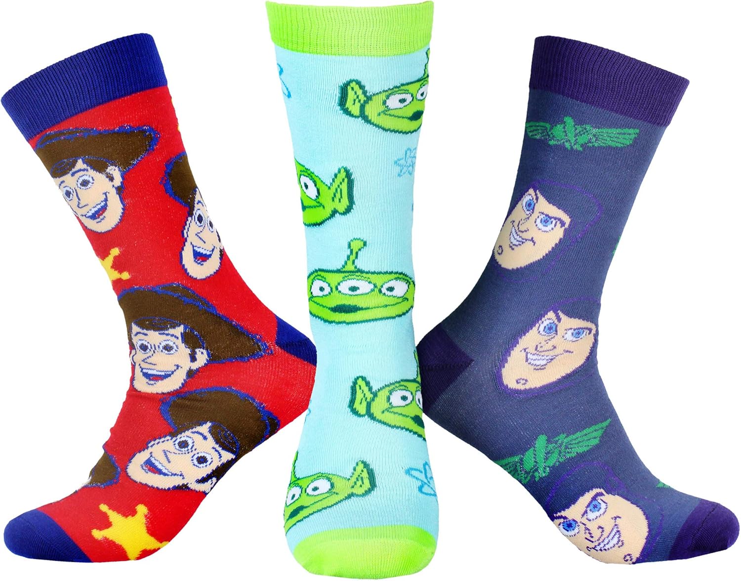 Disney Toy Story Socks Woody Buzz Lightyear Aliens Character Men's 3