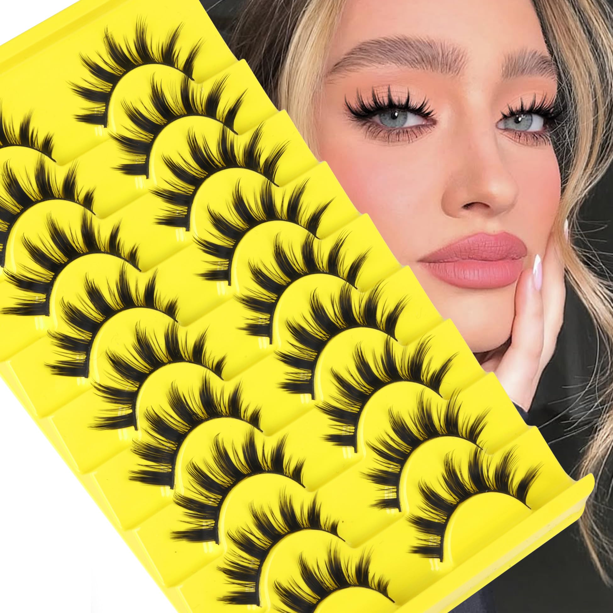 Photo 1 of Manga Lashes Cat Eye False Eyelashes Anime Lashes Wispy Spiky Lashes Strip C-curly 8-15MM Fake Eyelashes Lashes Natural Look 9 Pairs by Lvmixwig