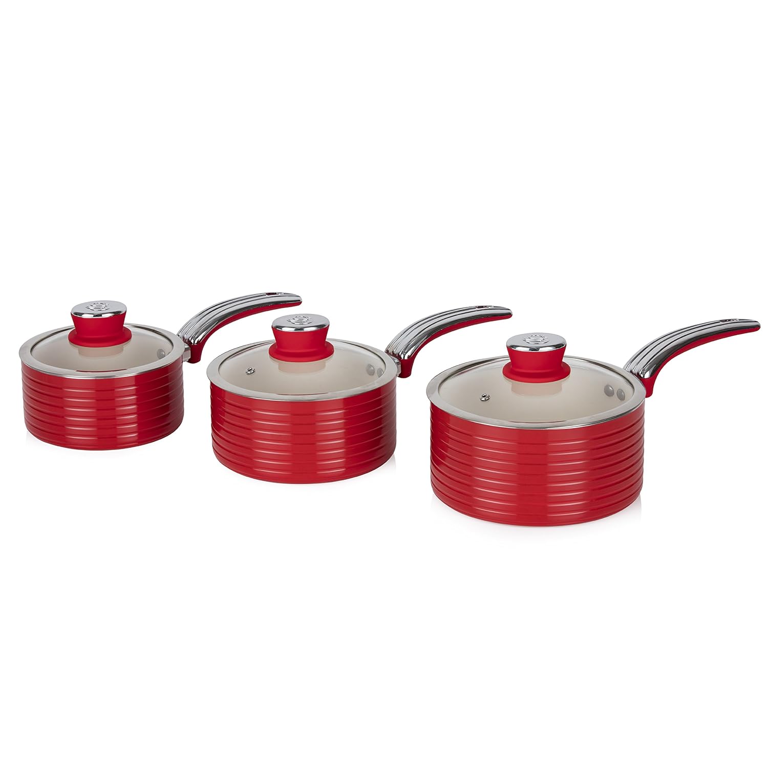 Swan Retro Saucepan Set with Easy Clean NonStick Ceramic Coating