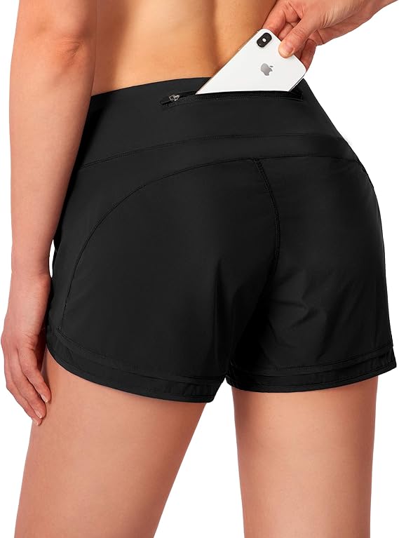 Women's Running Shorts with Zipper Pocket 3 Inch QuickDry Workout