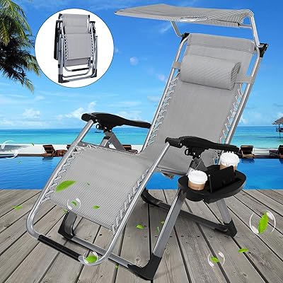 Vosson Reclining Zero Gravity Chair with Canopy Kuwait Ubuy