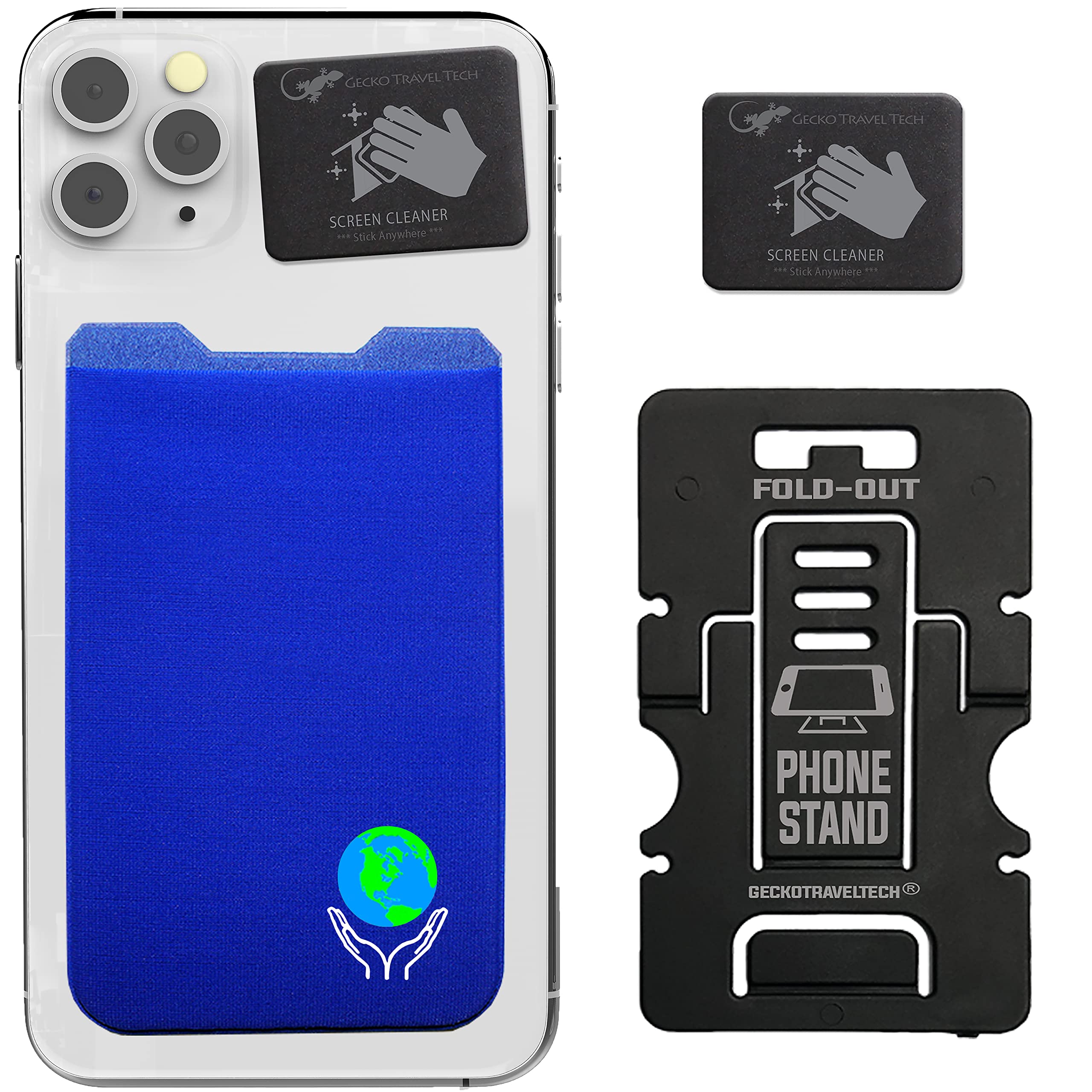 Gecko Travel Tech Earth Day Phone Wallet - iPhone That Sticks On - Cell Phone Card Holder - Credit Card Mobile Wallet