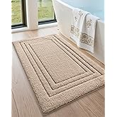 DEXI Bath Mats Bathroom Rug, 24x16 Non Slip Bathroom Rugs Washable, Absorbent Bathmat Quick Dry for Shower Floor Sink, Beige