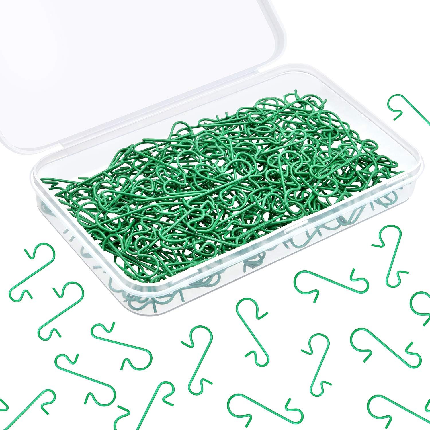 Ornament Hooks - WILLBOND 300 Pieces Christmas Ornament Hooks Christmas Tree Hanger Xmas Ornament Hooks with Storage Box for Christmas Tree Decoration (Green)