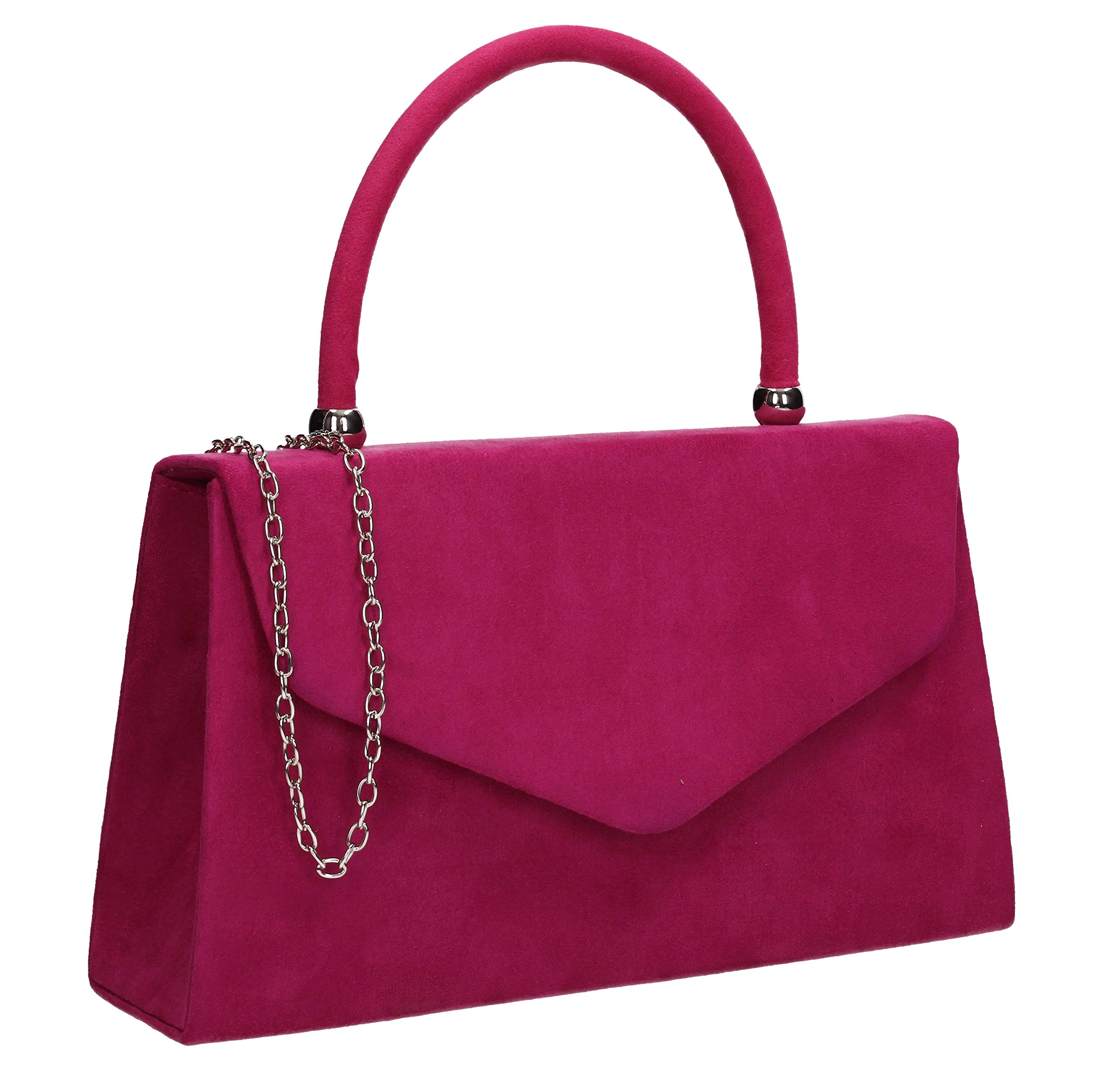 SwankySwans Kendall Faux Suede Envelope Womens Party Prom Wedding Clutch Bag Fuchsia