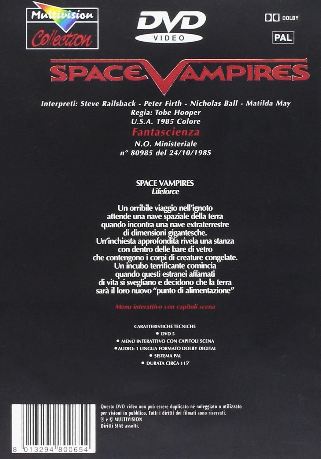 Amazoncom Space Vampires Dvd Italian Import Movies Tv