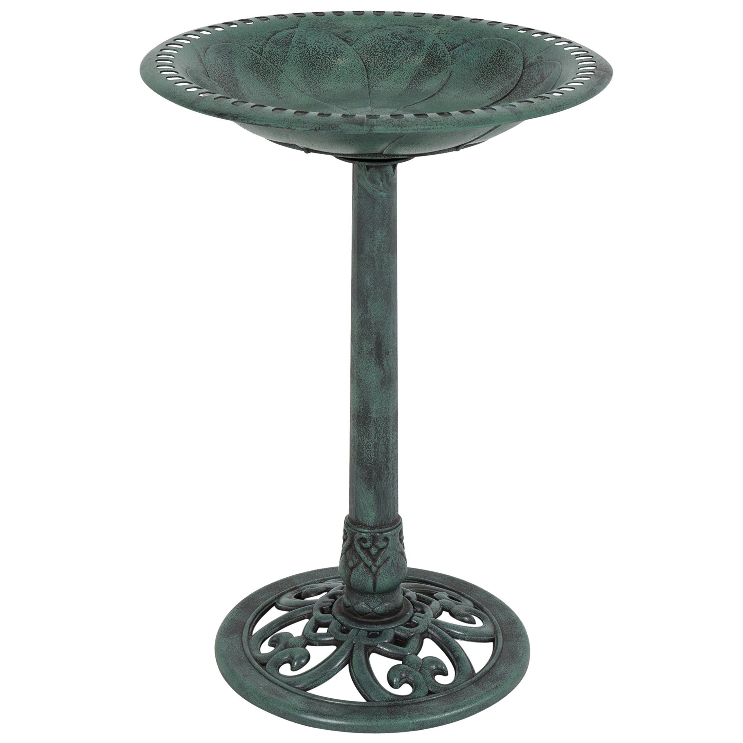 Antique Garden Decor Pedestal Bird Bath Bowl Vintage Outdoor Rustic